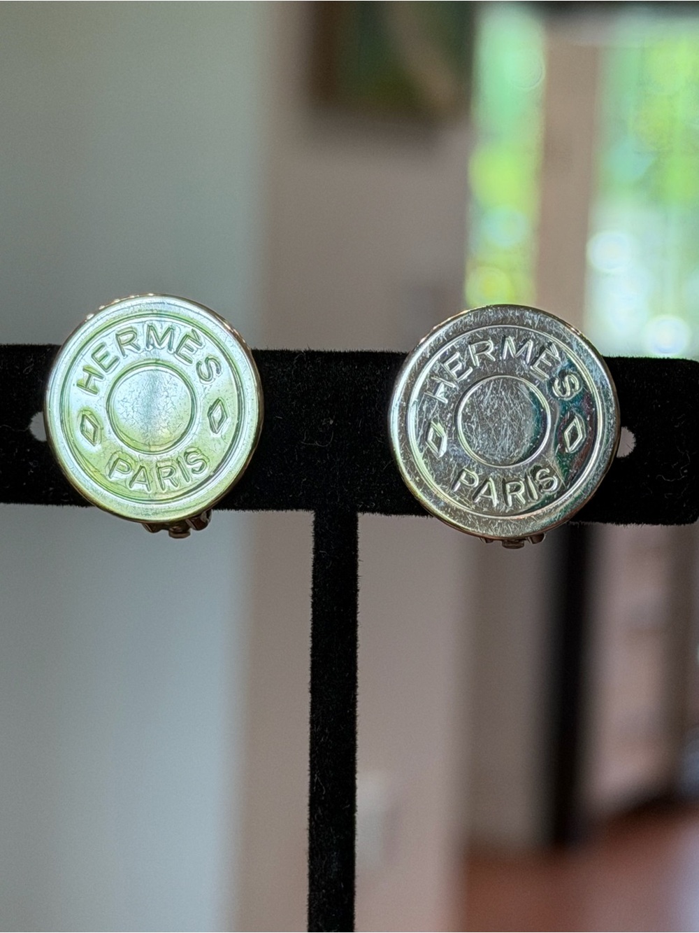 Hermes Silver-Tone Logo Clip-On Earrings